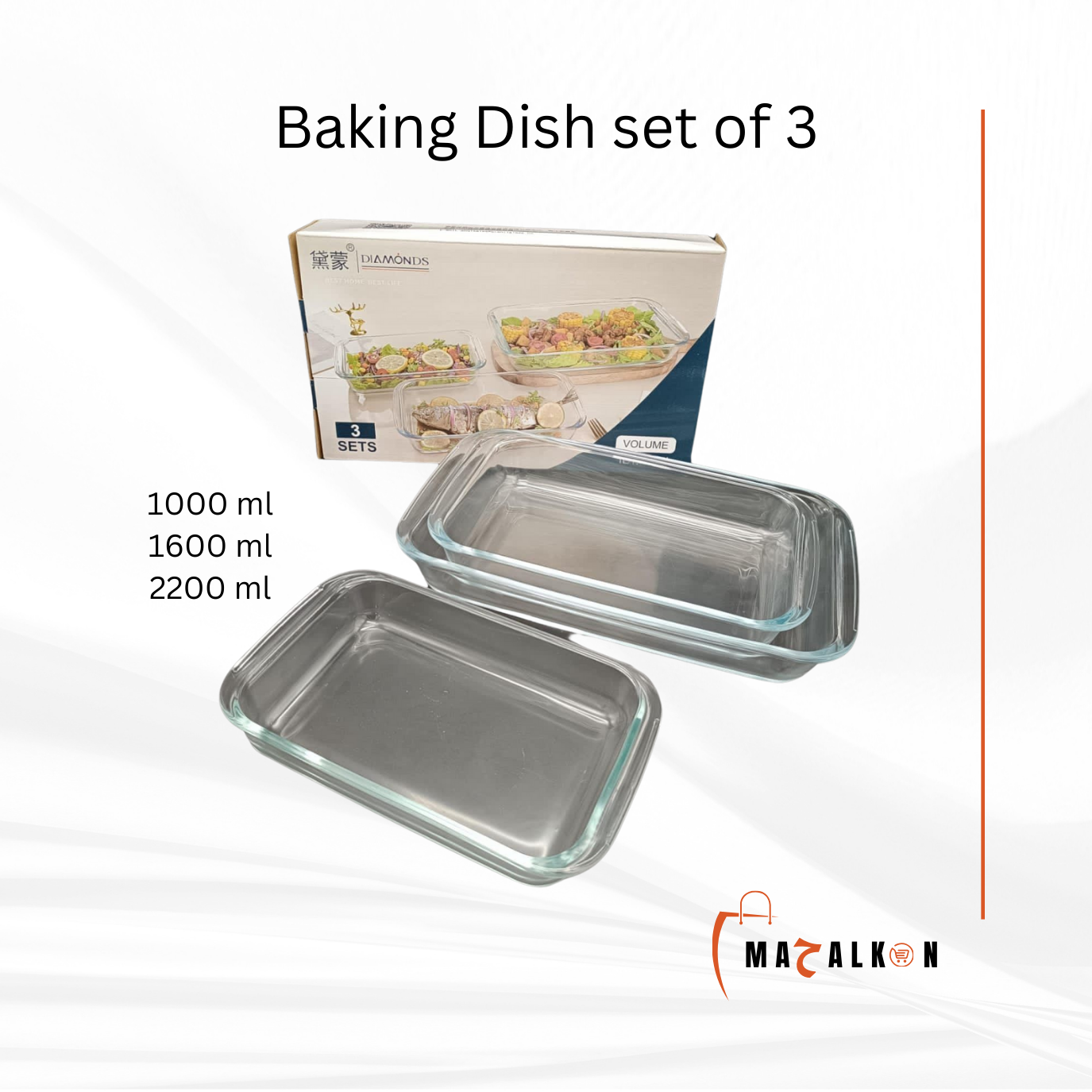 Diamonds Pyrex set 3 pcs