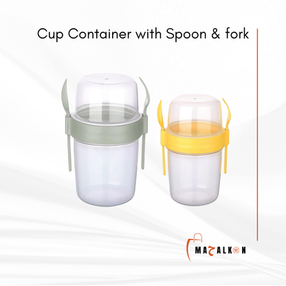 Cup Container with Spoon & Fork