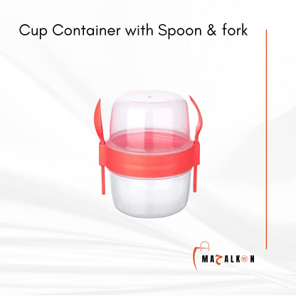 Cup Container with Spoon & Fork