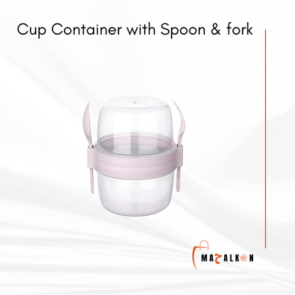 Cup Container with Spoon & Fork
