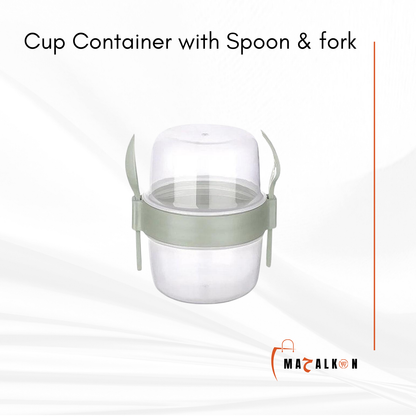 Cup Container with Spoon & Fork
