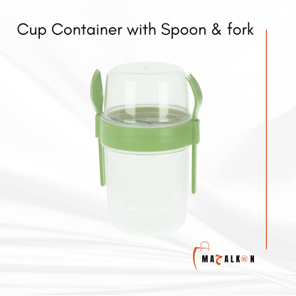 Cup Container With Spoon & fork