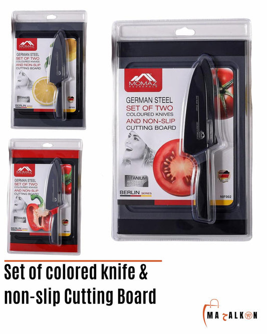 Momaz Set of coloured knife and Cutting Board