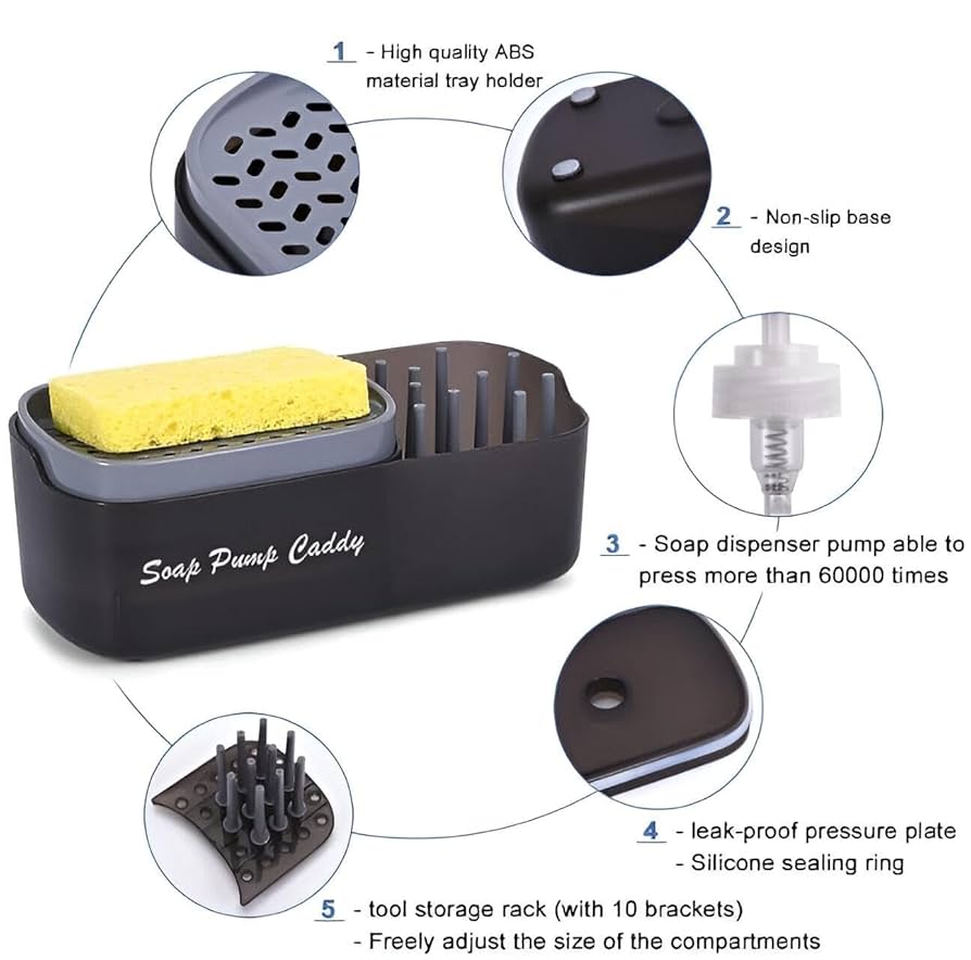 Dish Soap Dispenser 3 in 1